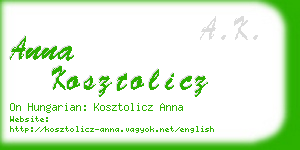 anna kosztolicz business card